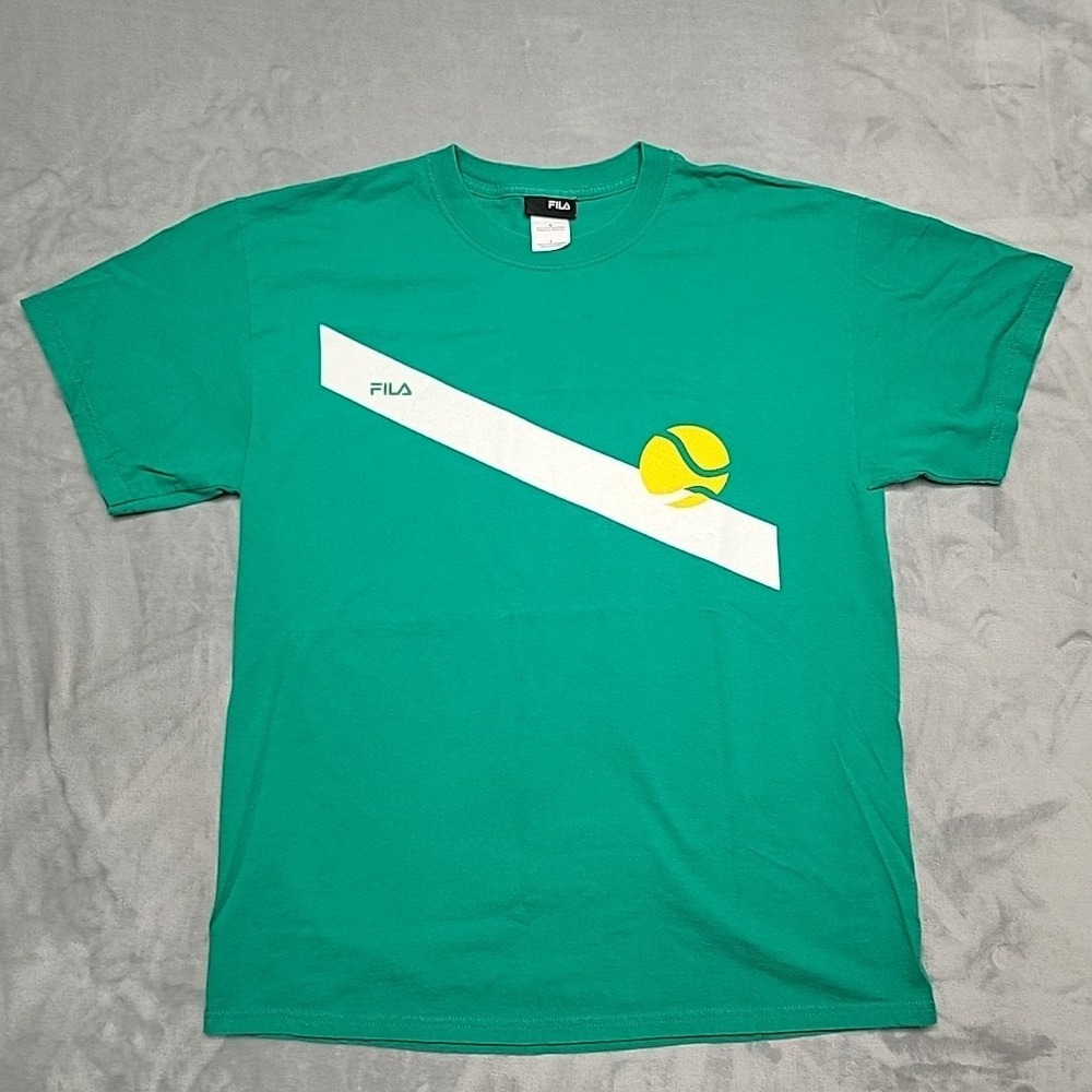 VTG Fila Shirt Mens Large Green Pacific Life Open Tennis Graphic‎ Tee Sportswear